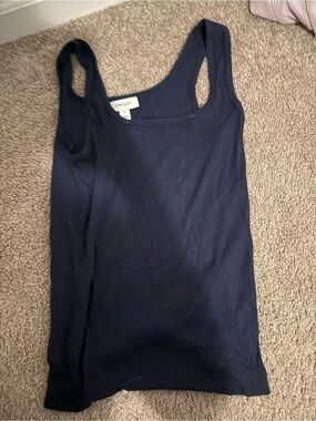 Navy Ribbed Tank Top for Women